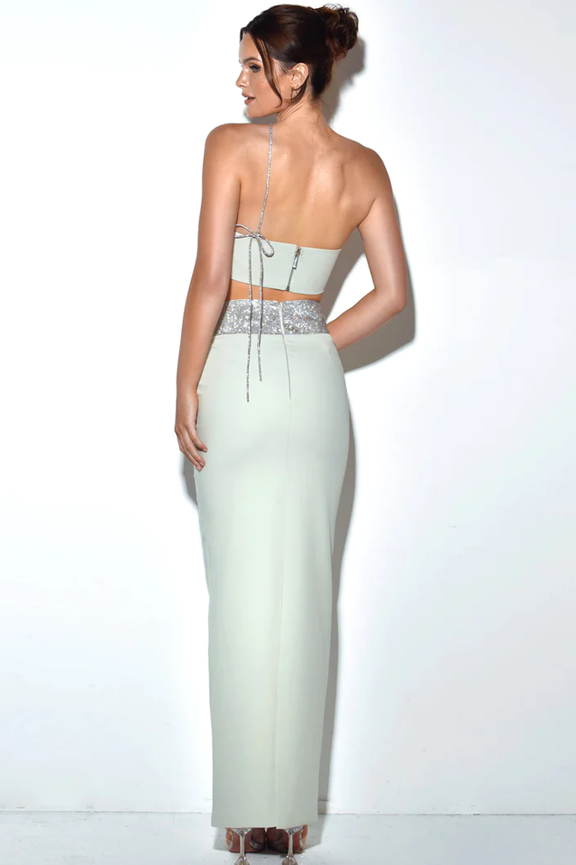 Uriel Mint Crop Top+Uriah Crystal Pencil Skirt Secondary image