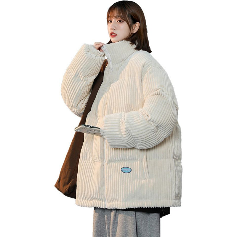 Streetwear Style Stand Collar Cotton Filled Puffy Coats