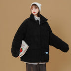 Streetwear Style Stand Collar Cotton Filled Puffy Coats