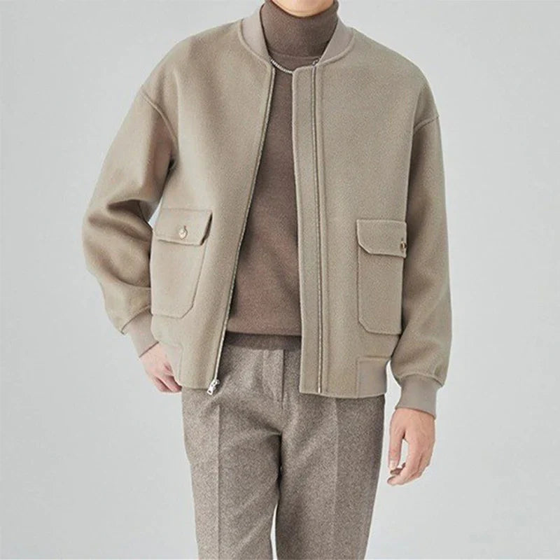 Winter Woolen Jacket for Men: Thick and Stylish Autumn Outerwear with Patch Pockets Secondary image