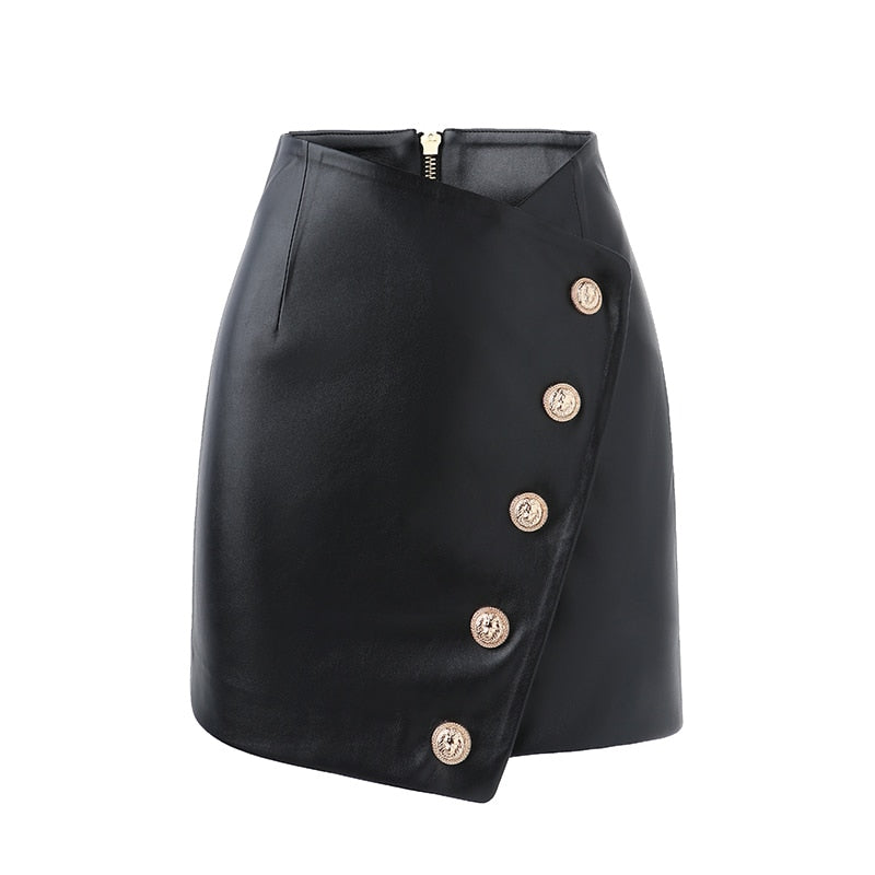 Saanvi Asymmetrical Vegan Leather Skirt Main image
