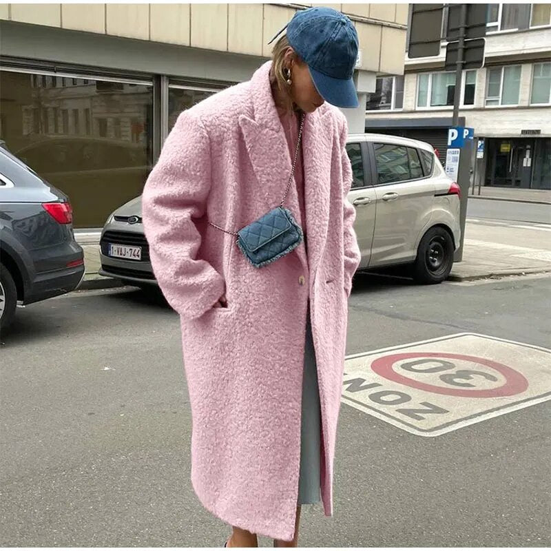 Chic Pink Woolen Overcoats Secondary image
