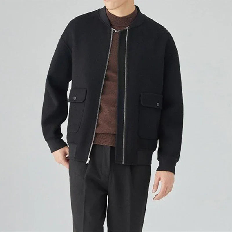 Winter Woolen Jacket for Men: Thick and Stylish Autumn Outerwear with Patch Pockets Main image