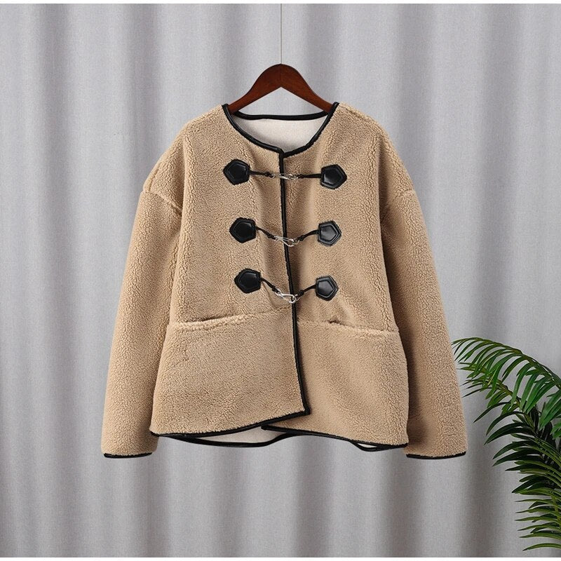 Lambswool O Neck Single-Breasted Elegant Coats