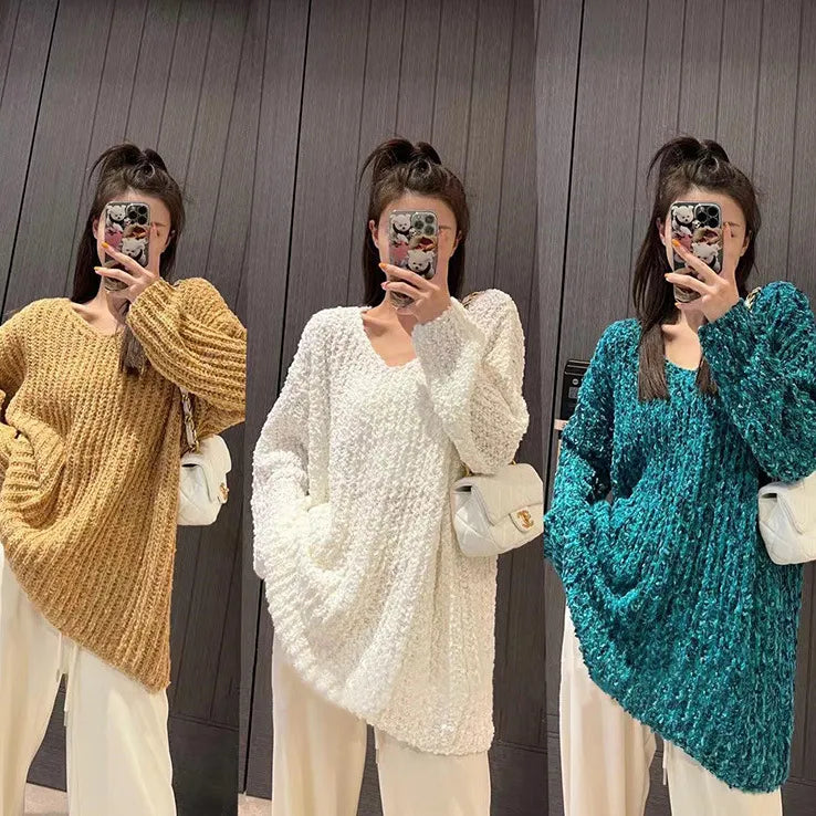 Vintage V-Neck Sweaters: 2023 Autumn/Winter for Casual Women Main image