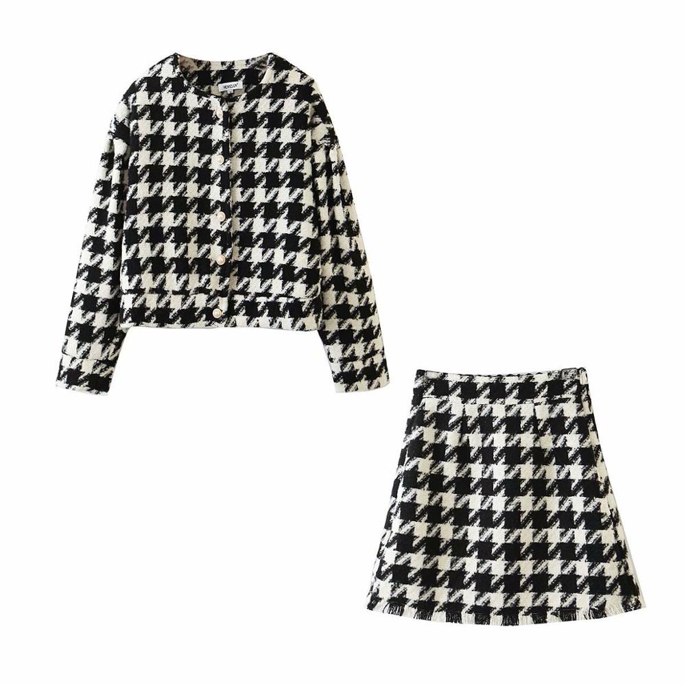 Tyra Houndstooth Blazer and Skirt Two Piece Set Secondary image