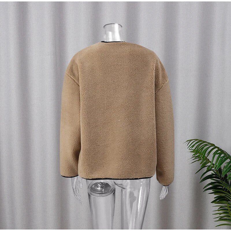 Lambswool O Neck Single-Breasted Elegant Coats Secondary image