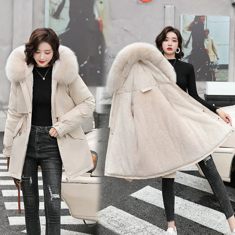 Fur Hooded Long Wool Winter Coats