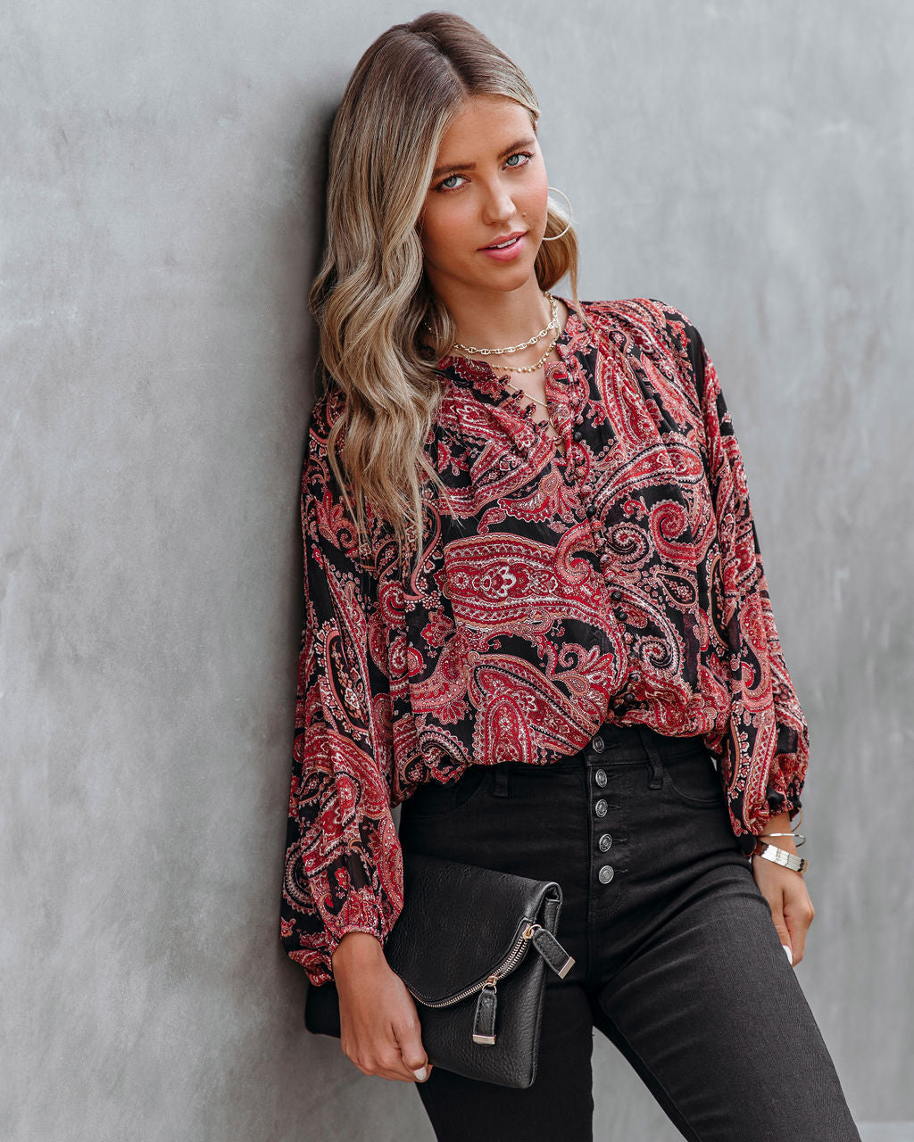 Taras Paisley Button Down Crop Blouse Main image