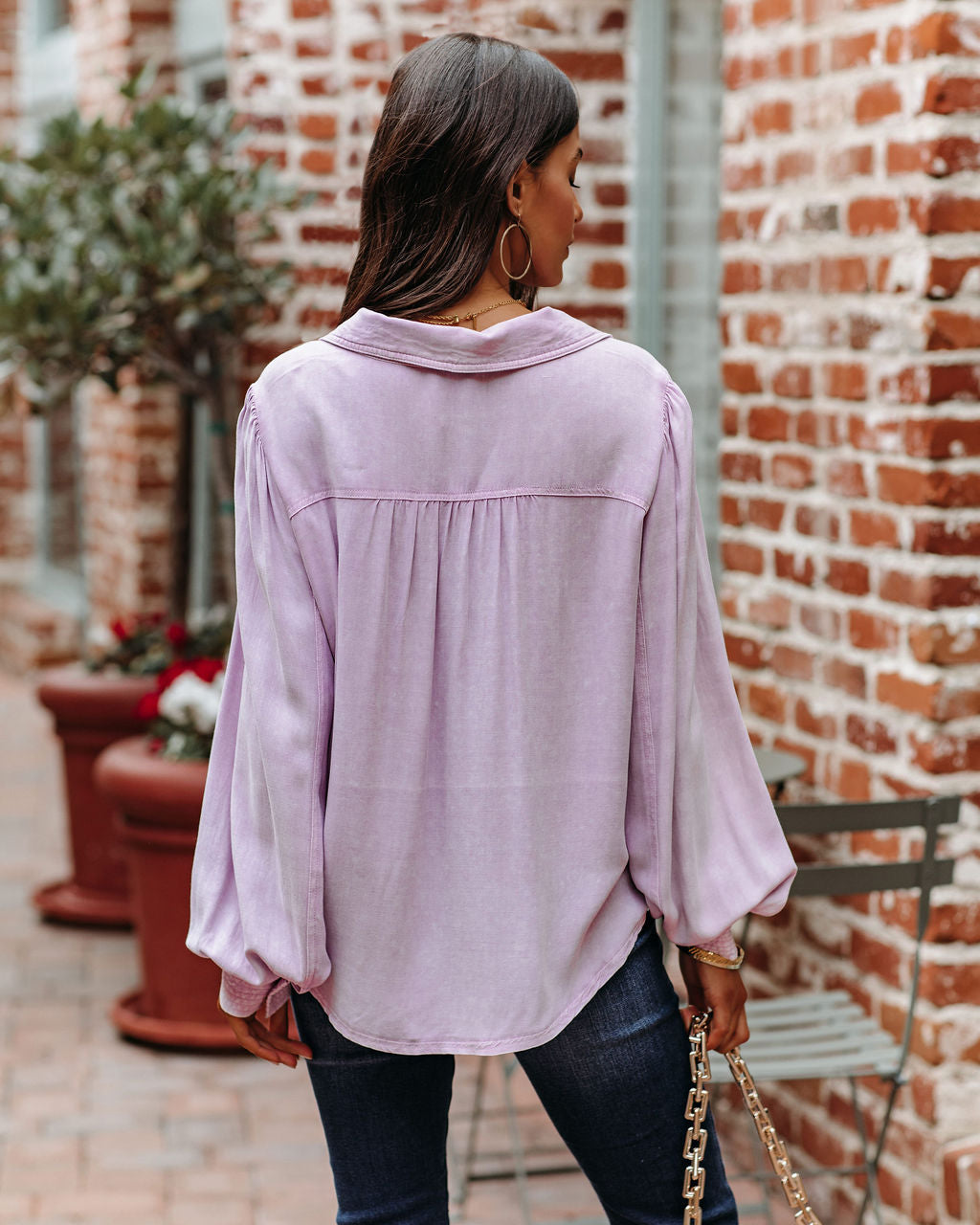 Ulyssa Button Down Pocket Top - Sweet Lilac Secondary image