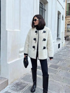 Lambswool O Neck Single-Breasted Elegant Coats