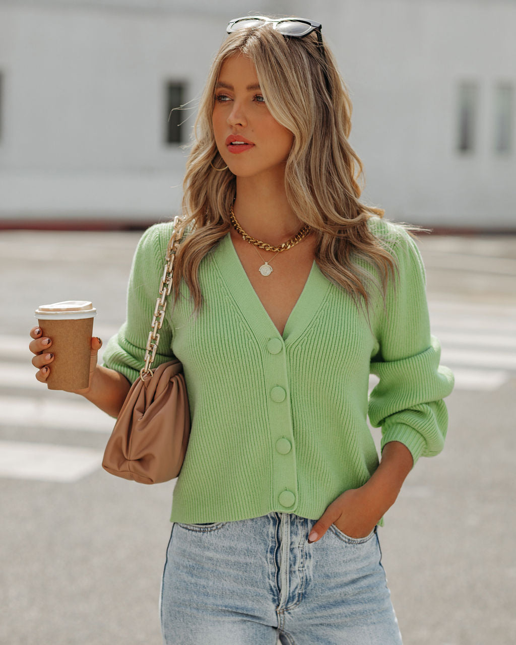 Ygnacio Button Front Crop Knit Cardigan Main image