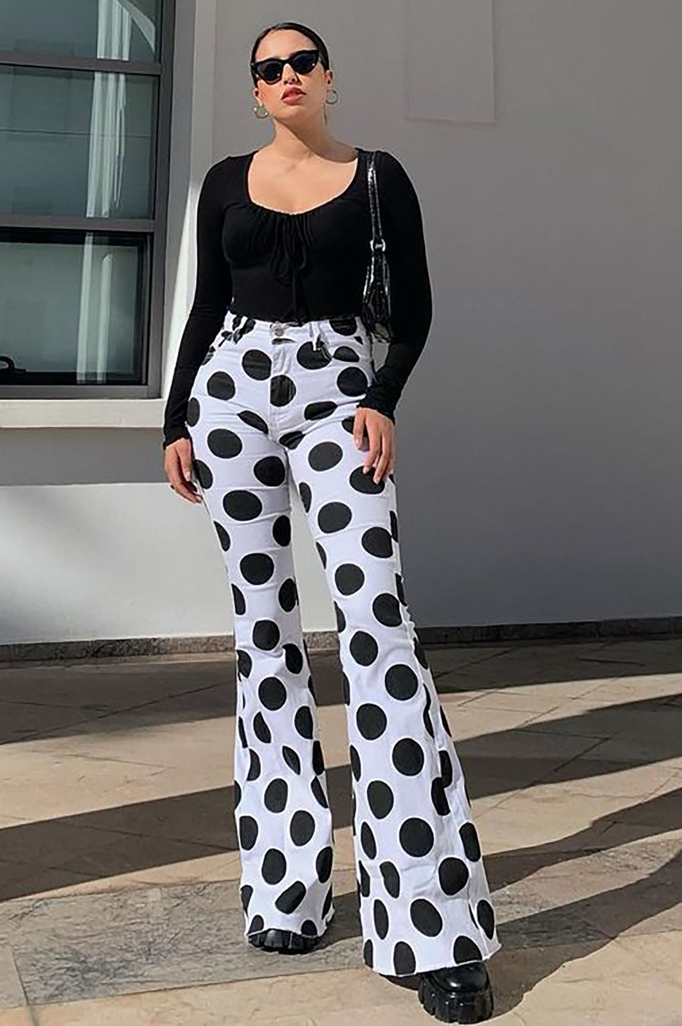 You Are Spot On Flare Jeans - White/combo Main image