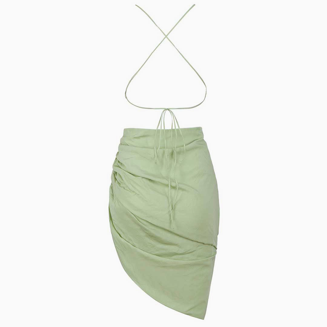 Ruched Side Designer Backless Party Dress for Women Secondary image