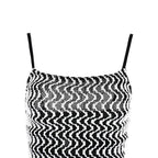 Boho Color Wavy Spaghetti Strap Vacation Maxi Dress - Black