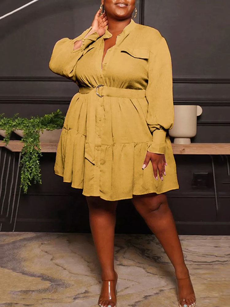 Casual Button Down A-Line Dress Main image