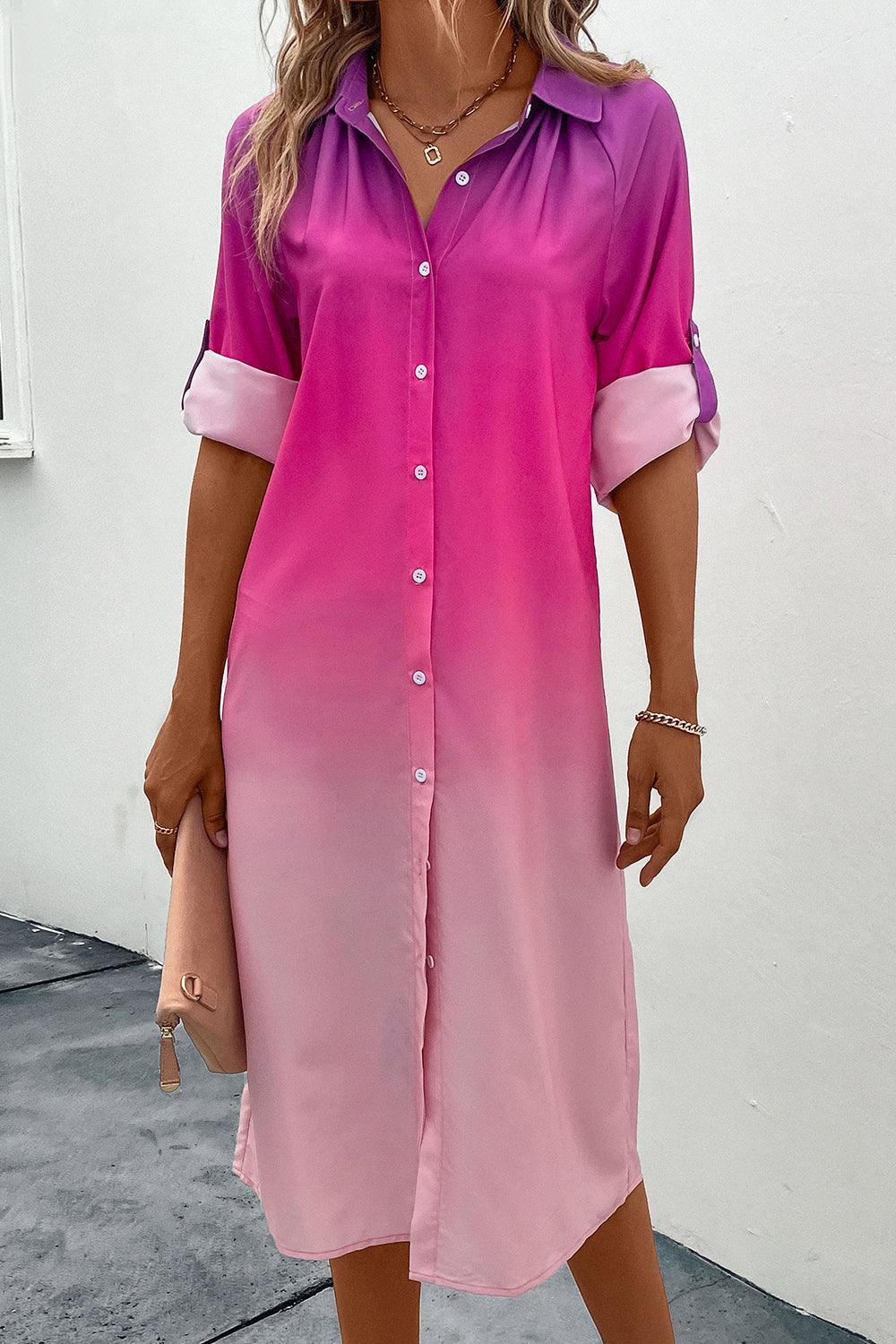 Gradient Long Sleeve Shirt Dress Main image