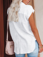 Solid Color Single Breasted Shirt Casual Short Sleeve Top