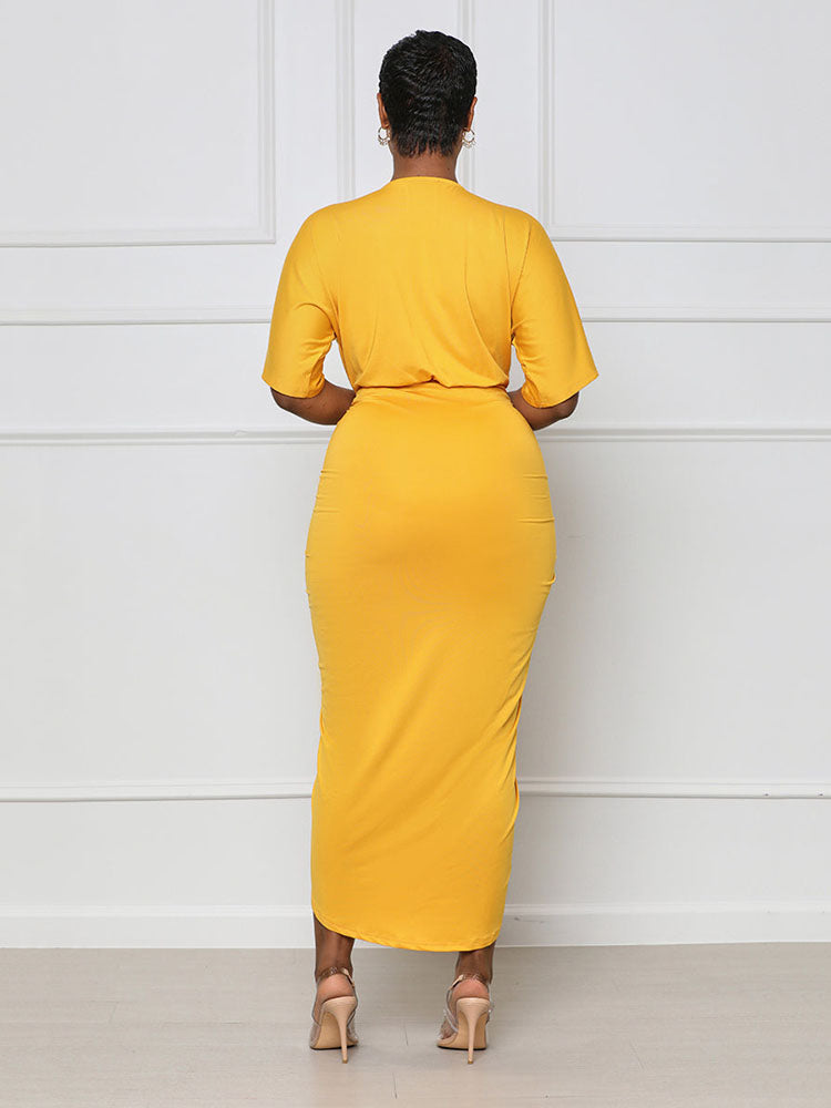 V Neck Ruched Midi Dress Secondary image