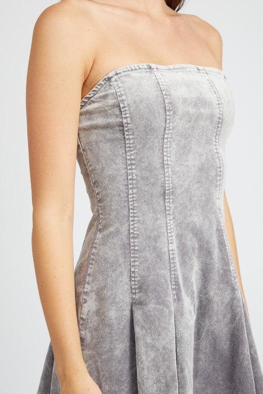 PLEATED STRAPLESS MINI DRESS Secondary image