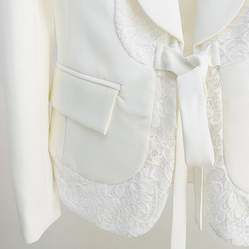 White Winter Pants and Blazer Two Piece Set Secondary image