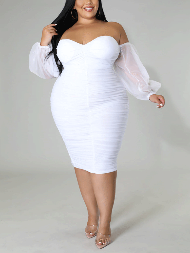 Off The Shoulder Mesh Sleeve Dress Main image