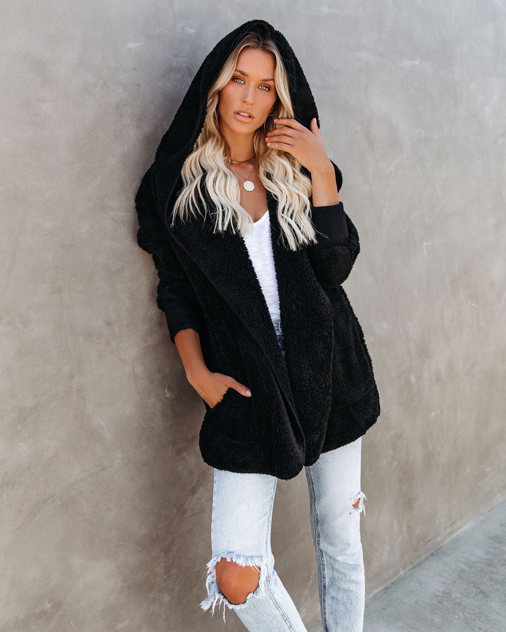 The Coziest Yet Pocketed Cardigan - Black Main image