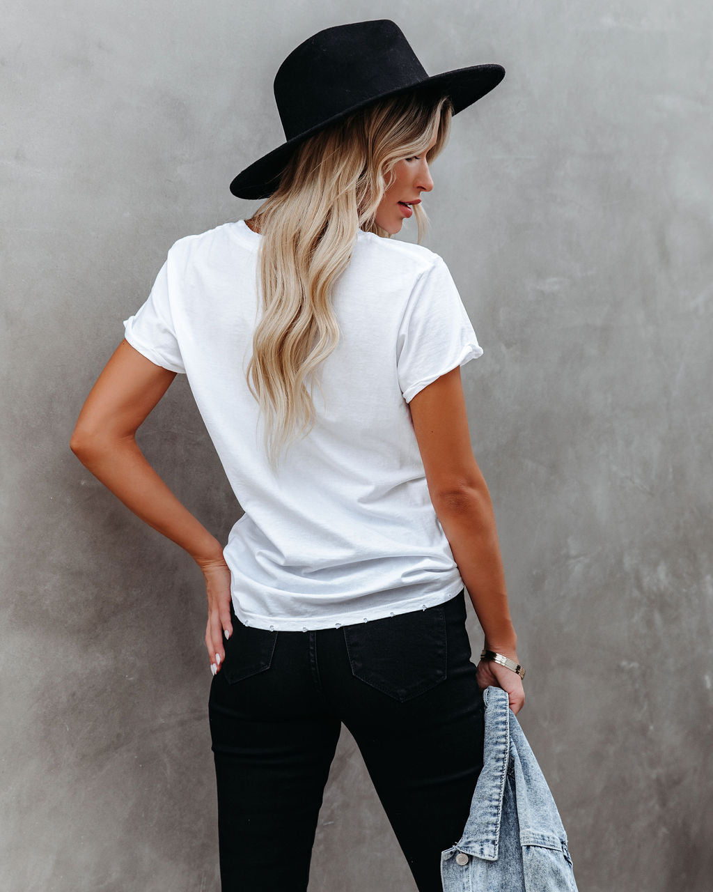 Vacay Sil Vous Plait Cotton Distressed Tee Secondary image