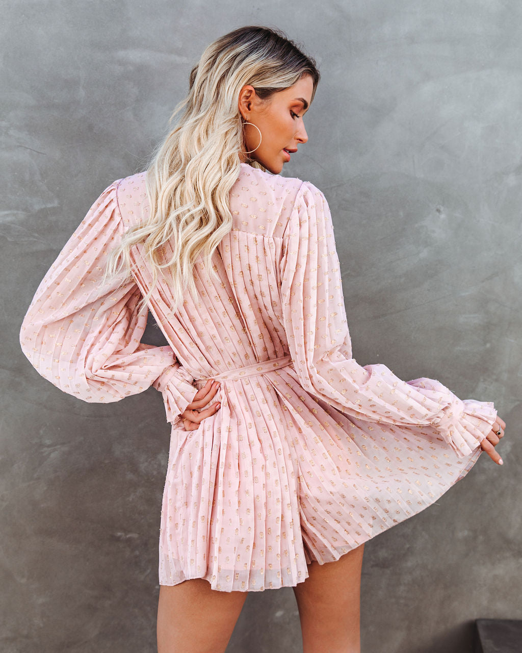 Walking On Sunshine Metallic Pleated Romper Secondary image