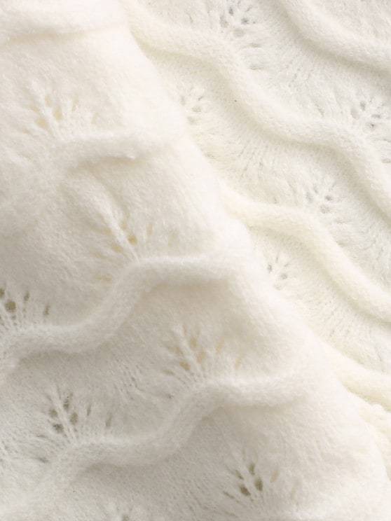 Wave Pointelle Knit Drop Shoulder Plunge Cardigan Secondary image