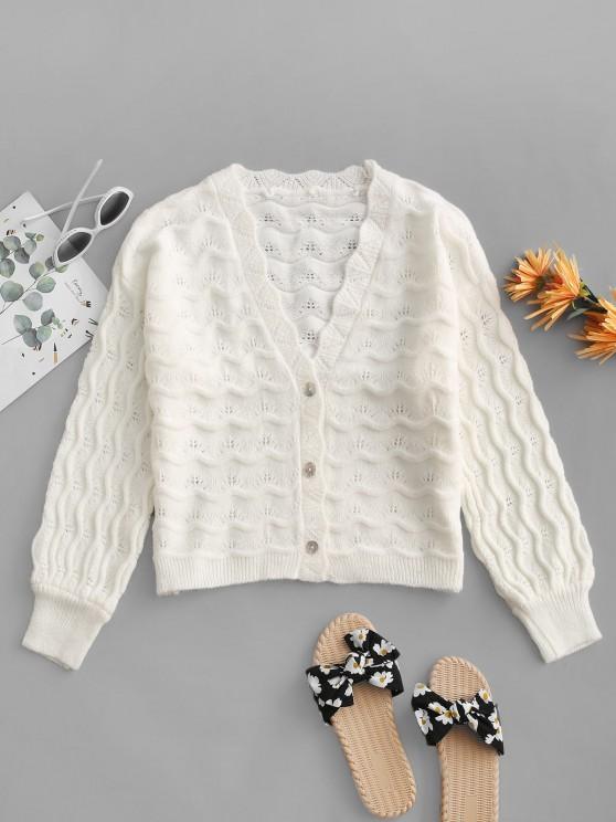 Wave Pointelle Knit Drop Shoulder Plunge Cardigan Main image
