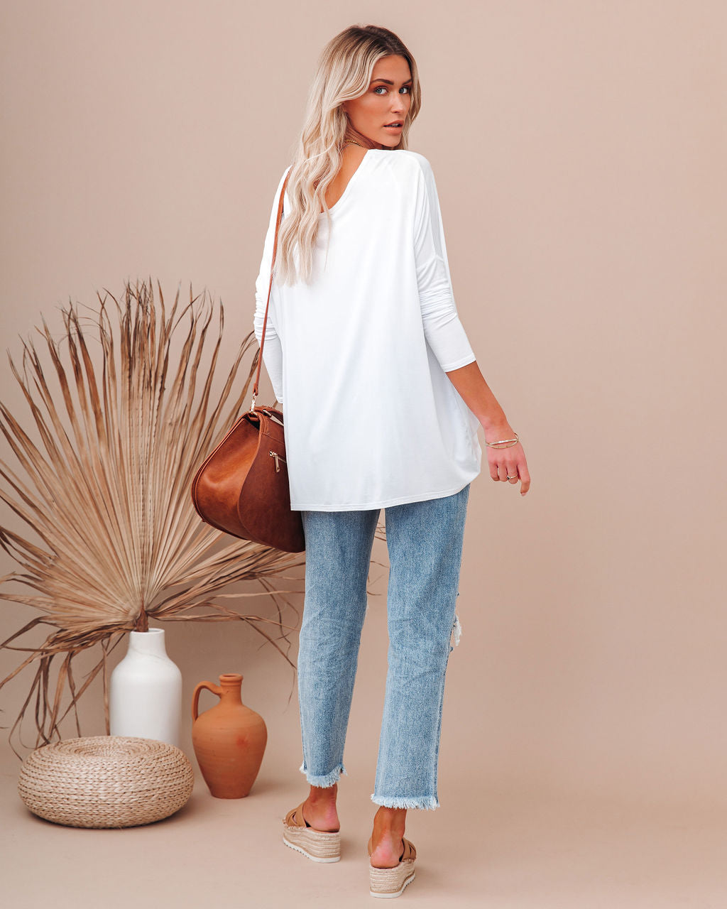 Wear It Well Long Sleeve Bamboo Knit Top - White Secondary image