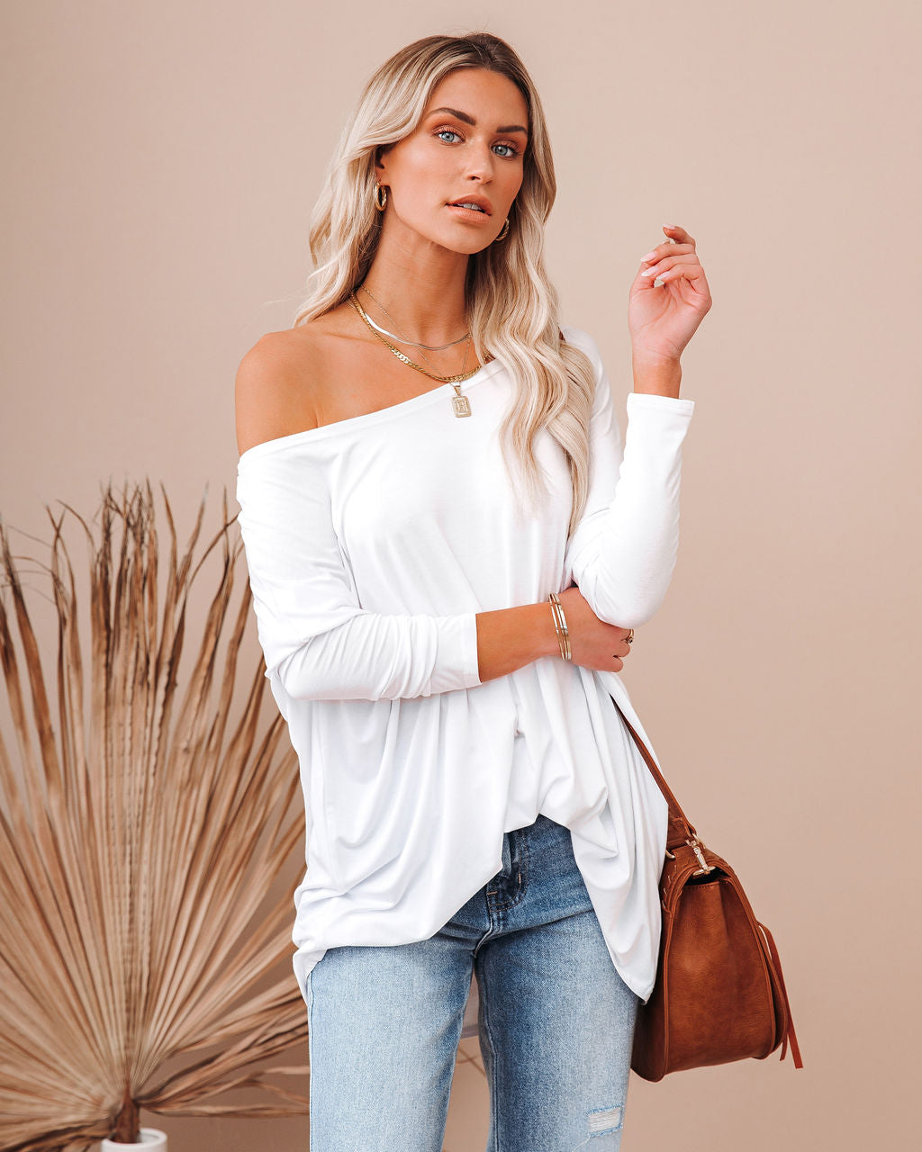 Wear It Well Long Sleeve Bamboo Knit Top - White Main image