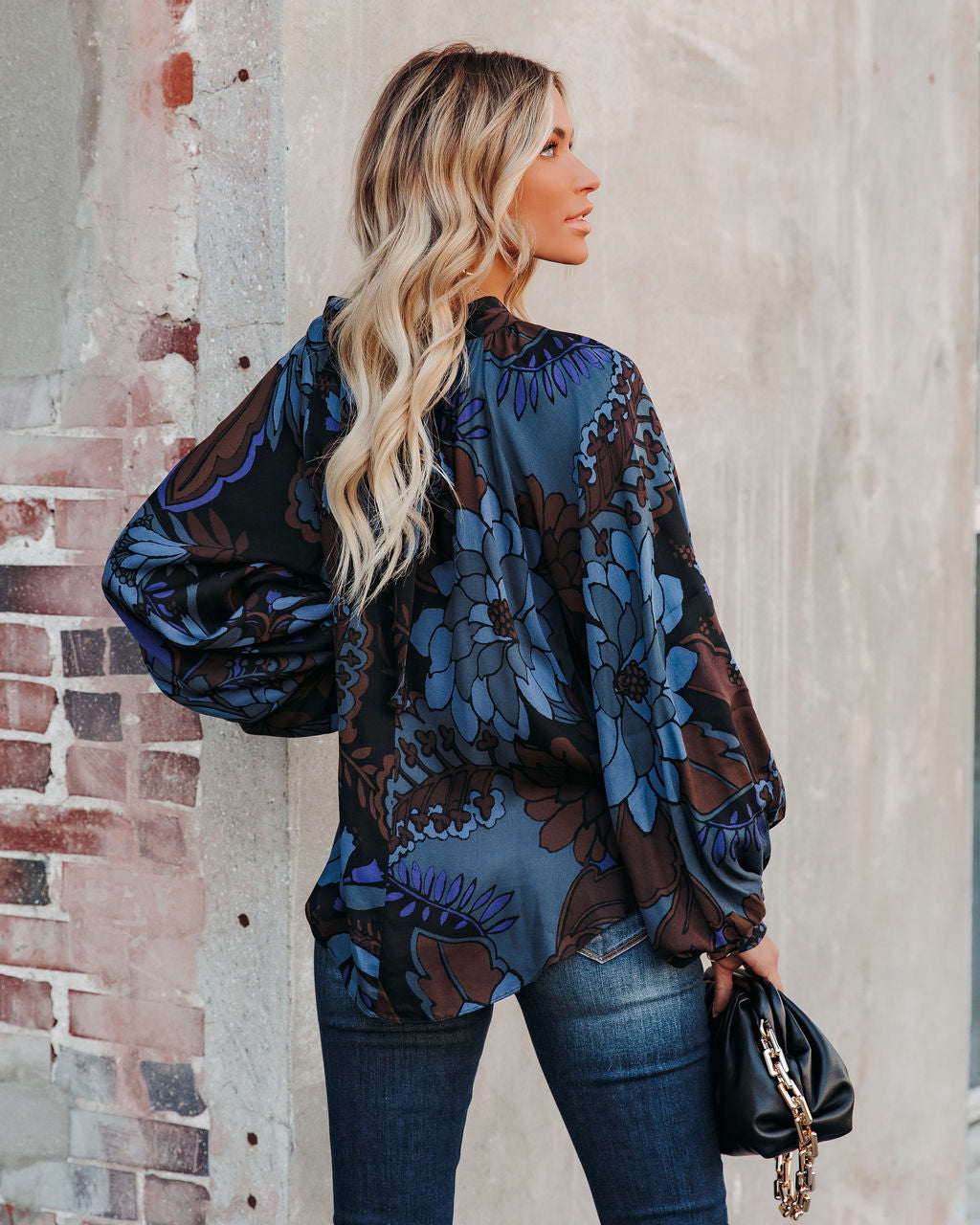 Weatherly Printed Statement Sleeve Blouse Secondary image