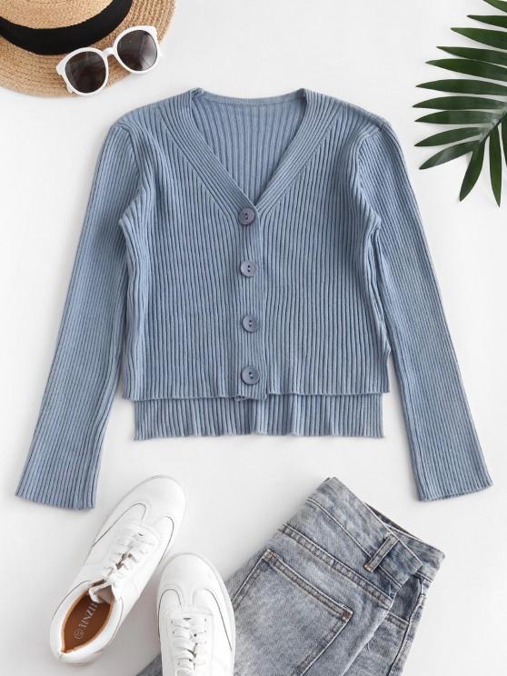 Wide Ribbed Stepped Hem Cardigan Main image