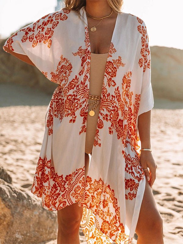 Cardigans Chiffon Print Beach Sun Protection Resort Split Cardigan Secondary image