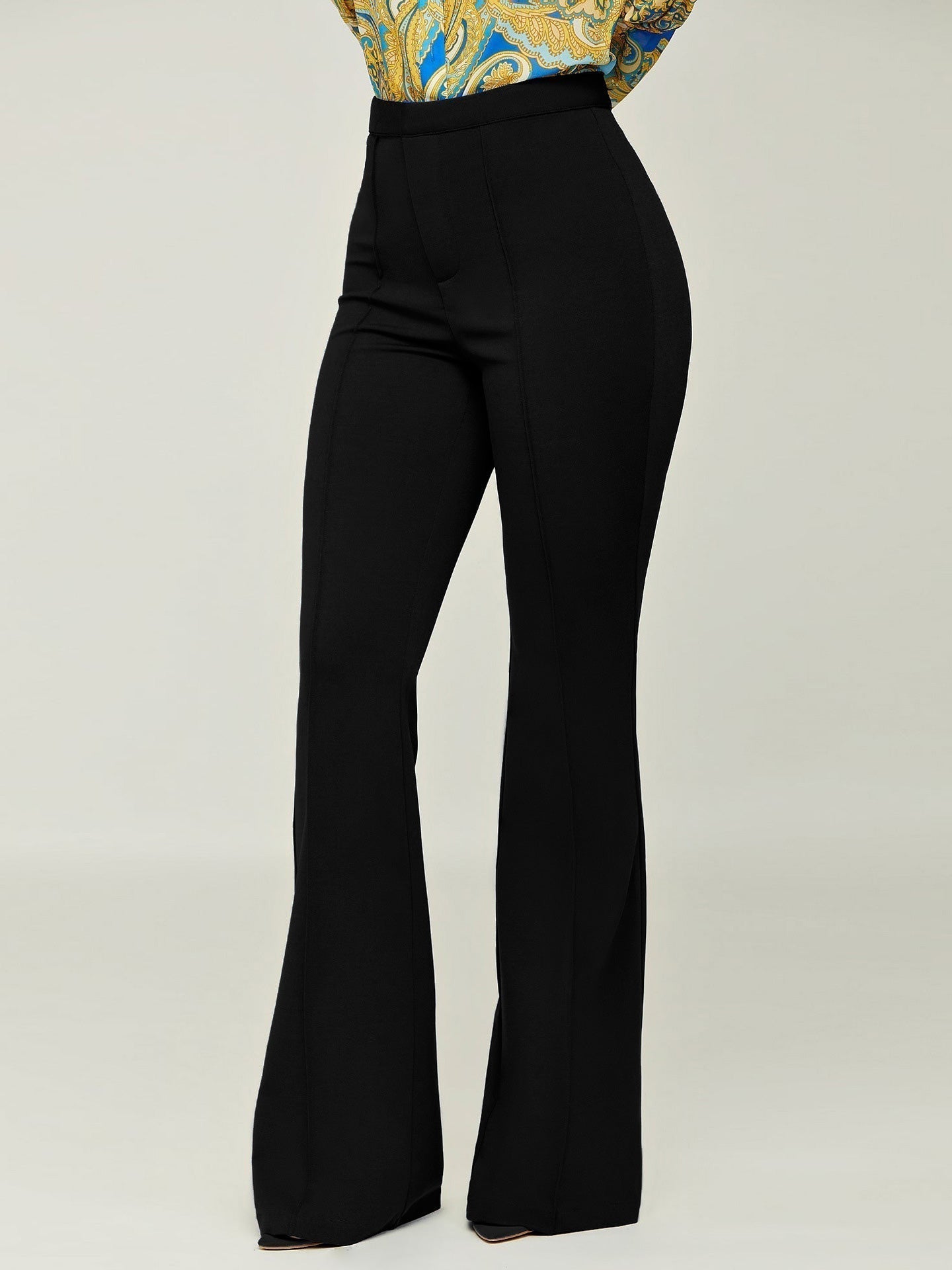 Pants Solid Slim High Waist Flared Pants Main image