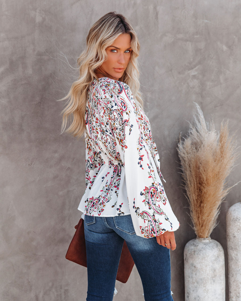 Wrapped Blossoms Button Down Tie Blouse Secondary image