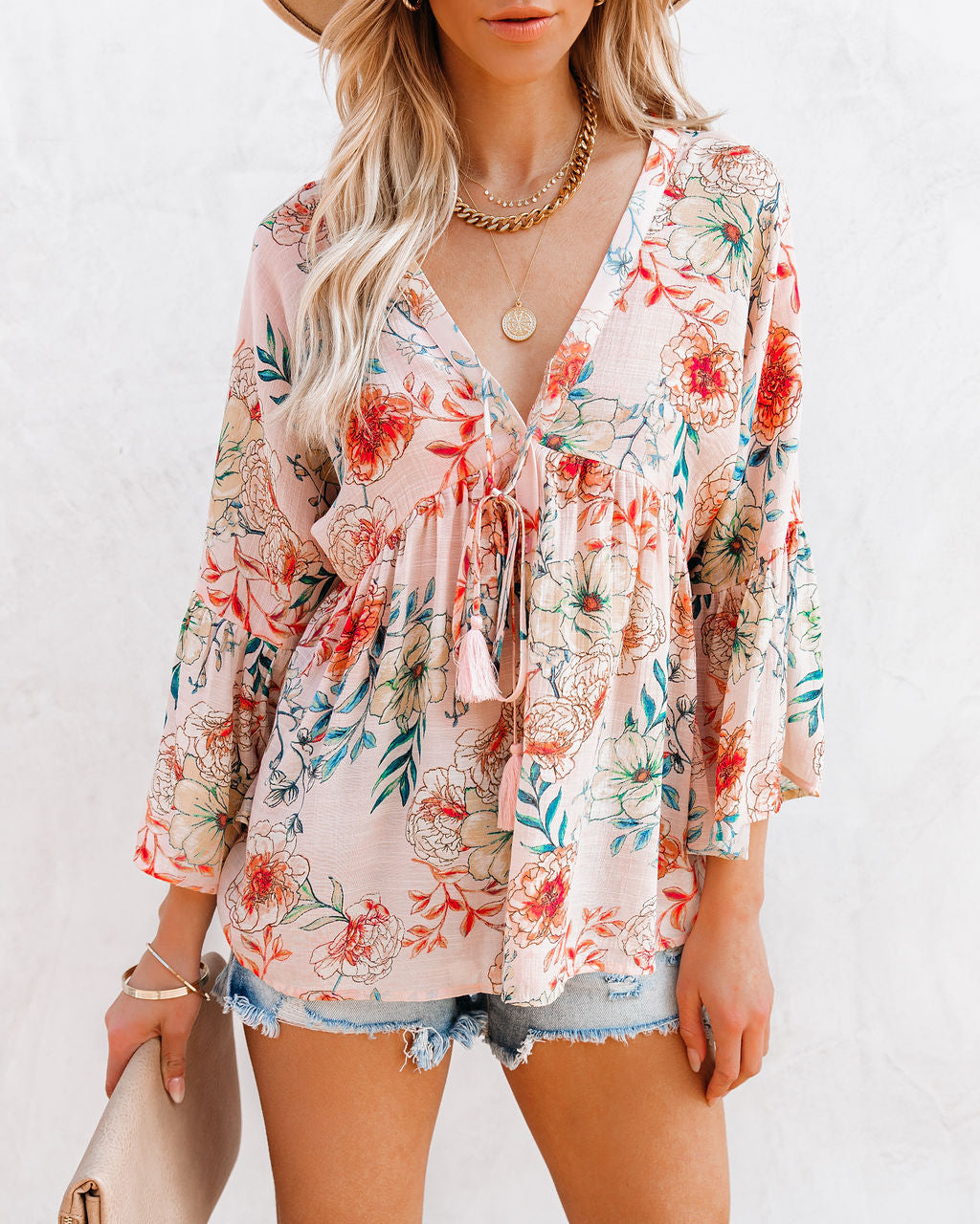 You Look Perfect Floral Button Down Babydoll Top Main image