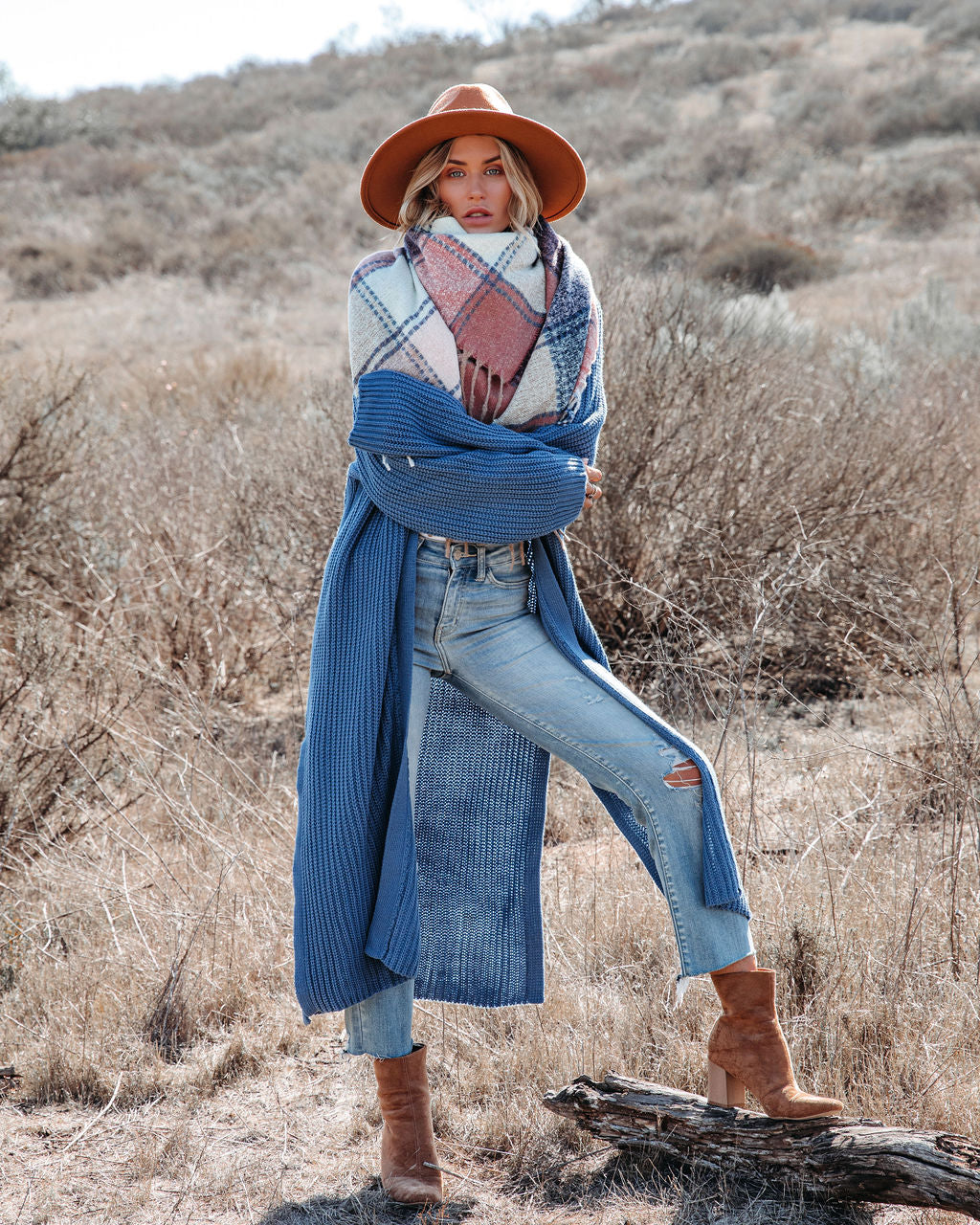 Your Own World Knit Duster Cardigan - Blue Main image