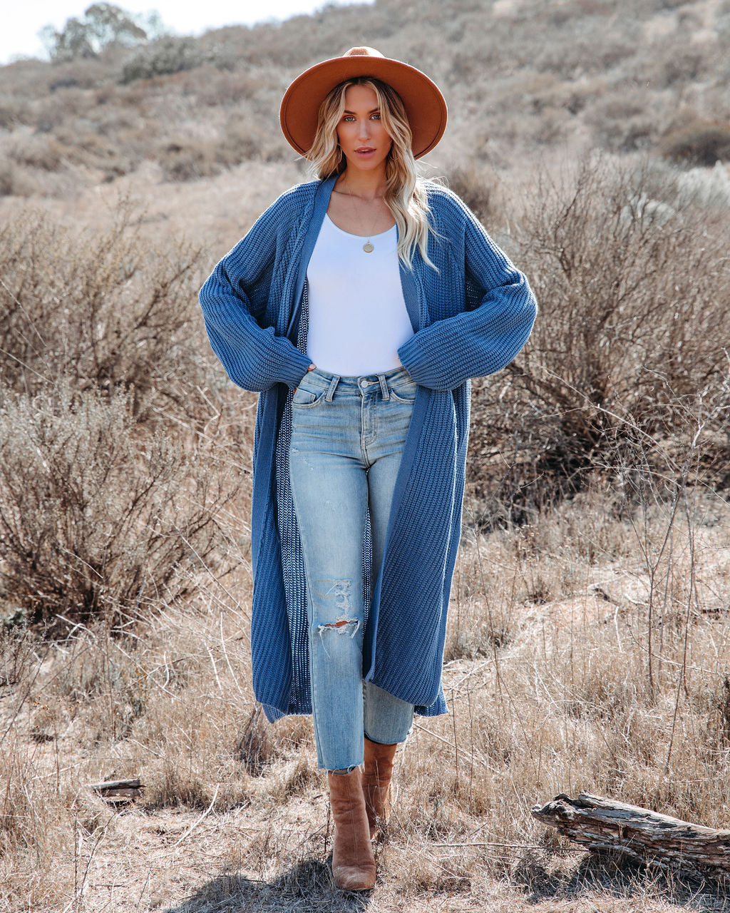 Your Own World Knit Duster Cardigan - Blue