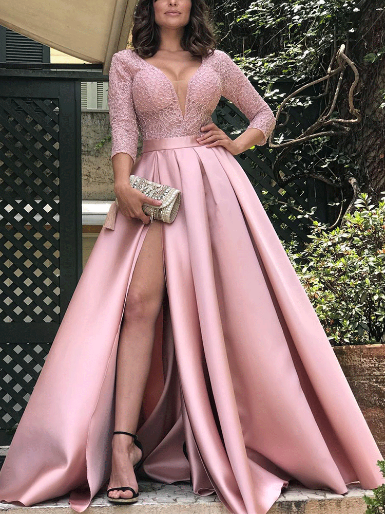 V-Neck High Slit Sequins Maxi Dress Main image