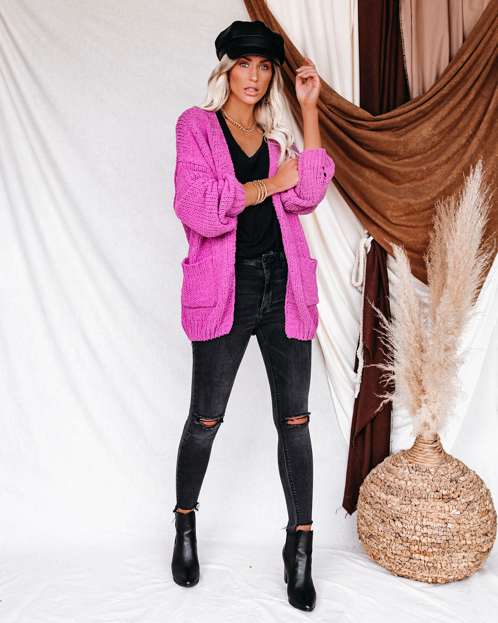 Zadie Pocketed Chenille Knit Cardigan Main image