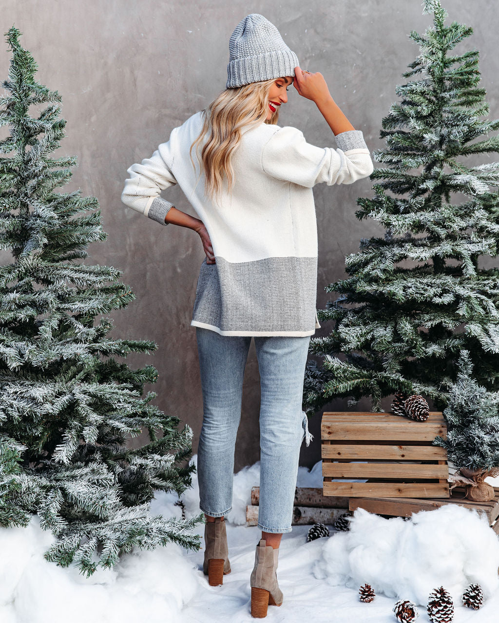 Zak Colorblock Knit Cardigan - Ivory Black Secondary image