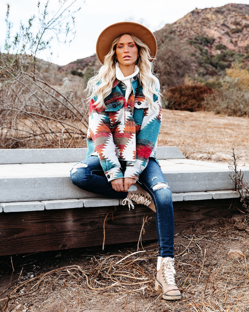 Zion Distressed Button Down Shacket - Rust Main image